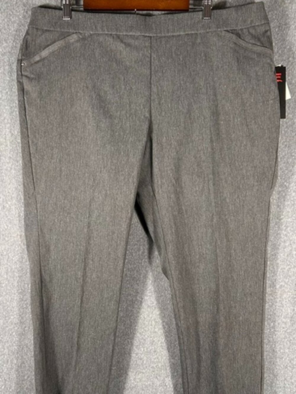 Briggs New York Dress Pants Women 18W Gray Ankle Straight Leg Pull On High Rise